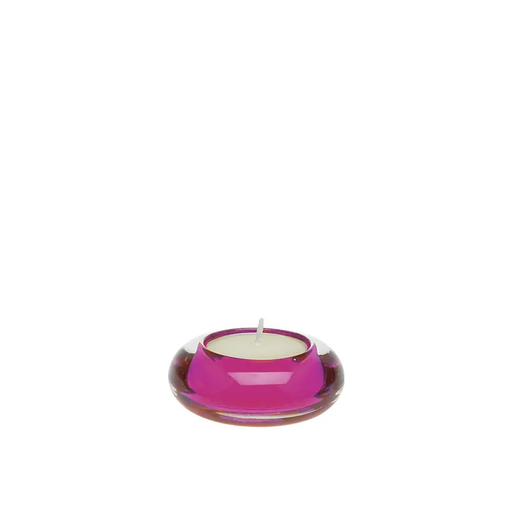 Port Tealight Rotondo in Vetro Rosa