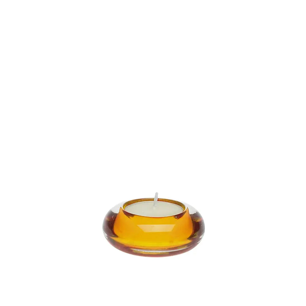 Port Tealight Rotondo in Vetro Giallo