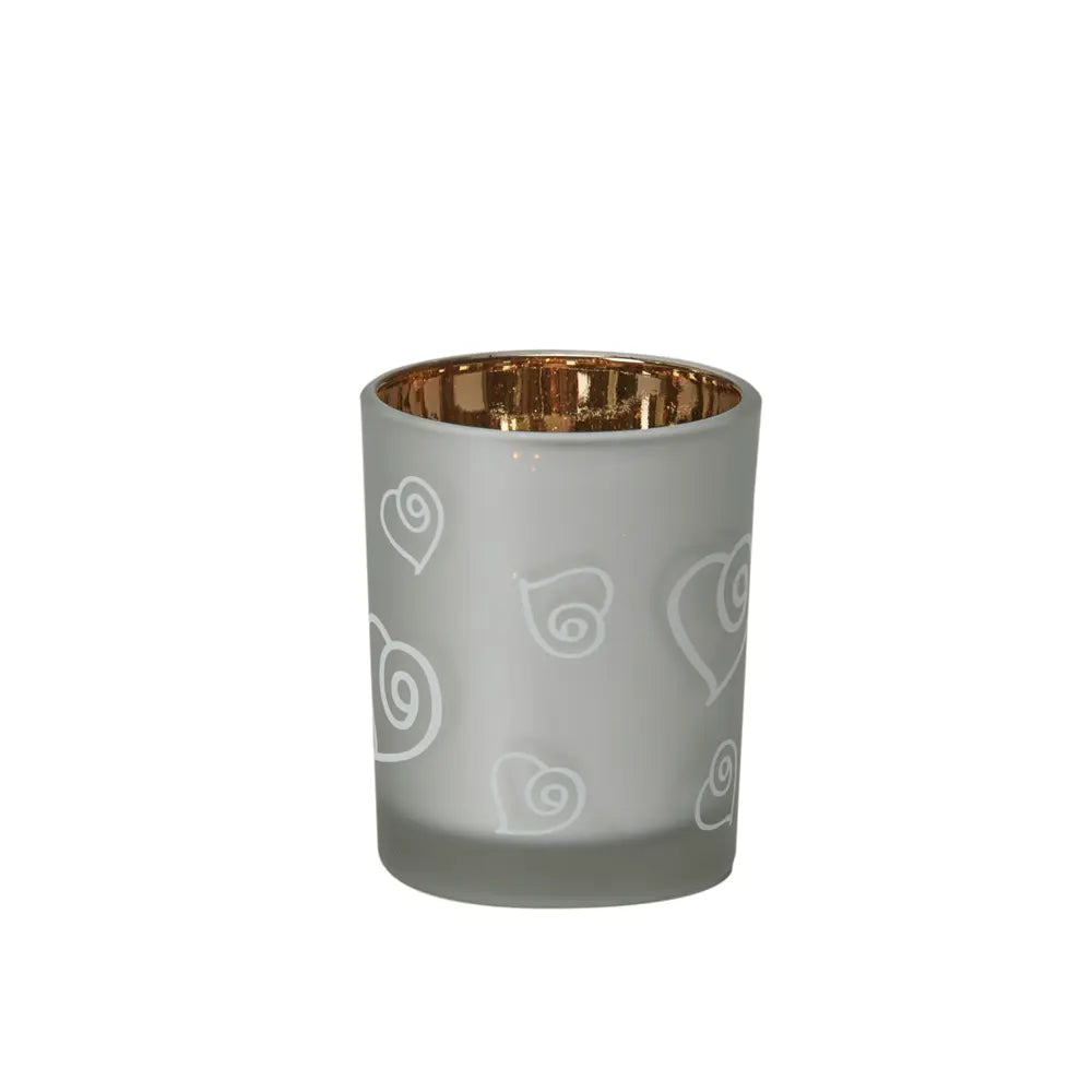 Bicchiere con Cuori Porta Tealight Argento