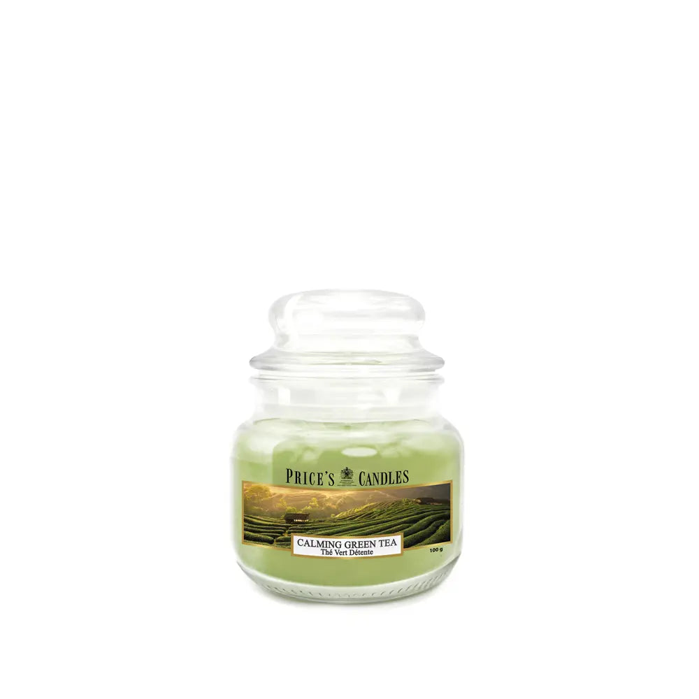Candela in giara piccola calming green tea té verde rilassante