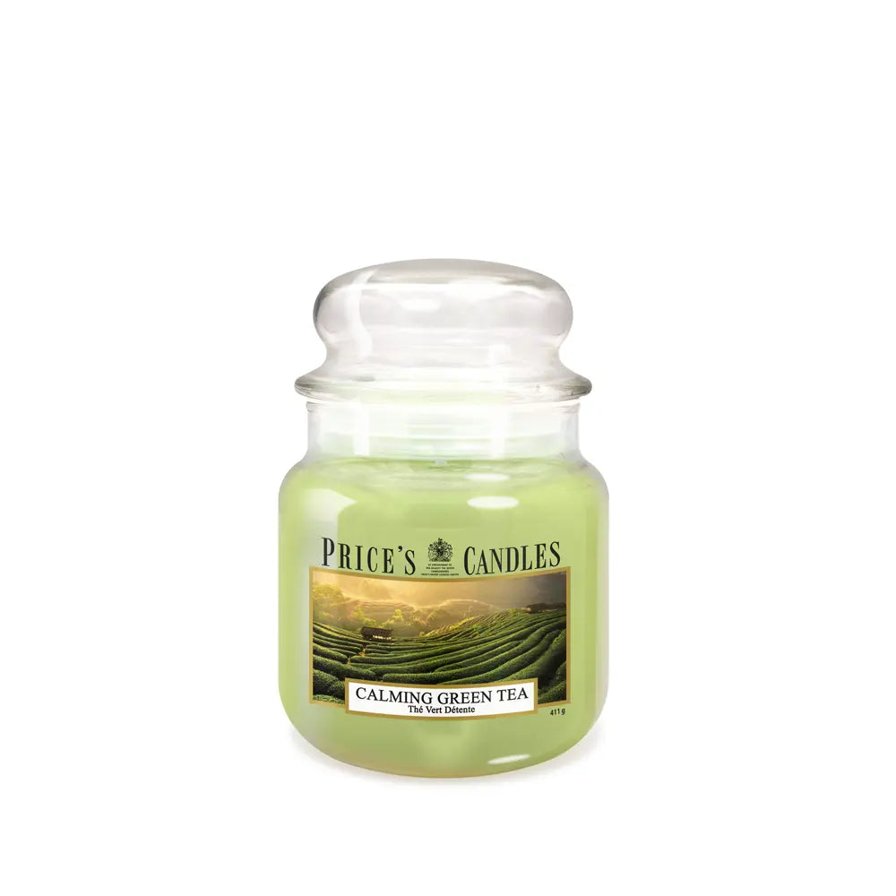 Candela in giara media calming green tea té verde rilassante